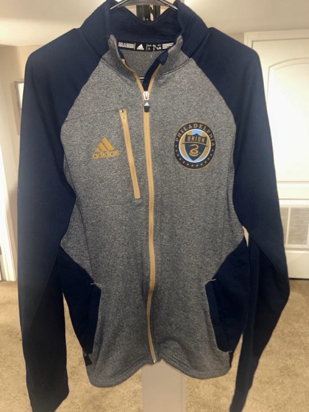 adidas Men’s Navy and Heather Gray Philadelphia Union Full-Zip Jacket